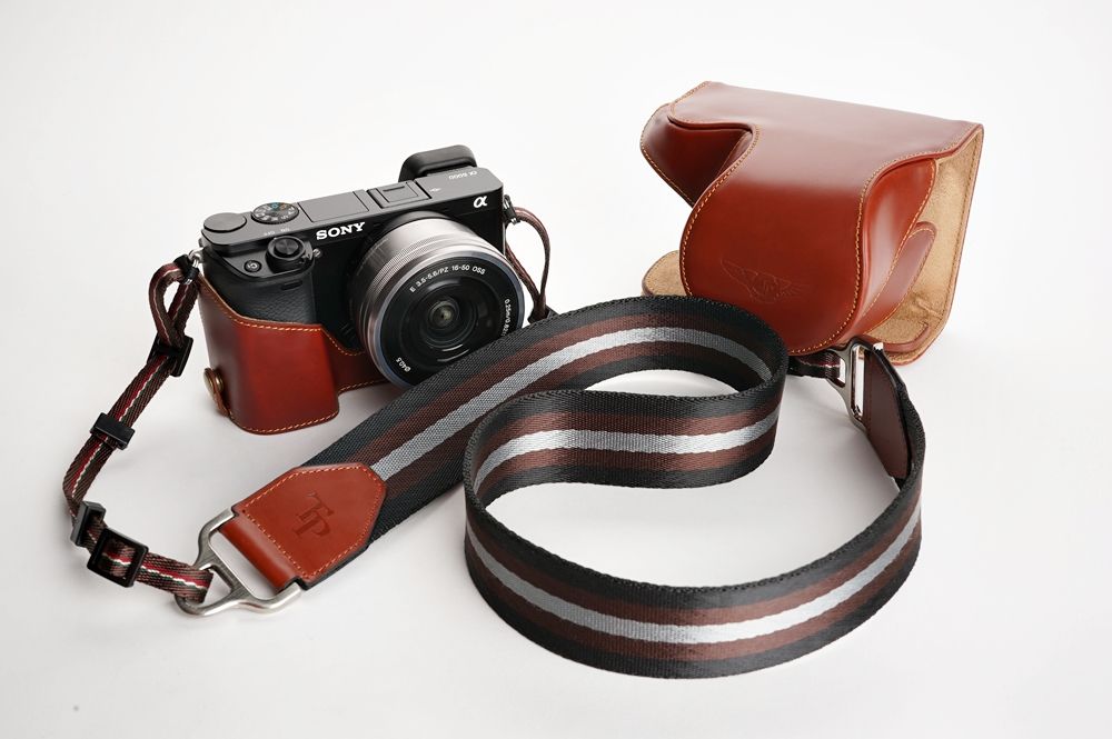 Genuine real Leather Full Camera Case bag cover for Sony A6000 Bottom